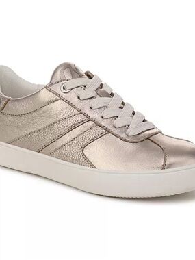 Naturalizer Medina Lace Up Sneakers Warm Silver Leather 8.5 M NIB